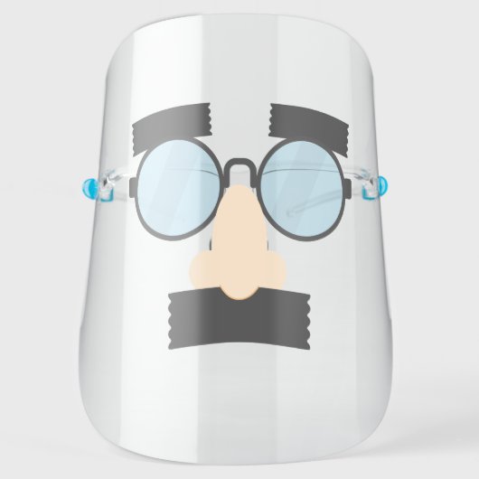 Funny Classic Disguise | Mustache & Eyeglasses Face Shield (Front)