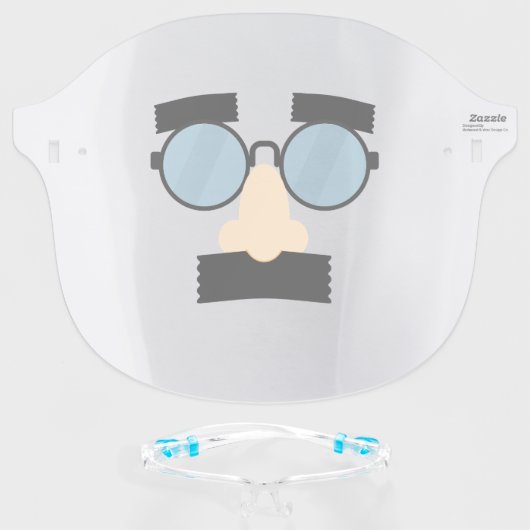Funny Classic Disguise | Mustache & Eyeglasses Face Shield (Front w/Glasses)