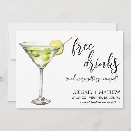 Funny Classic Martini Cocktail Photo Wedding  Save The Date