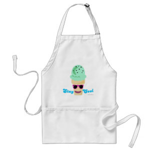 Funny Classic Stay Cool Ice Cream Slogan Art Adult Apron