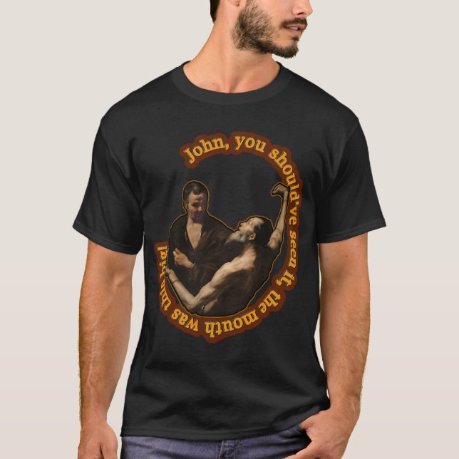 Funny Classical Art Sticker T-Shirt (Front)