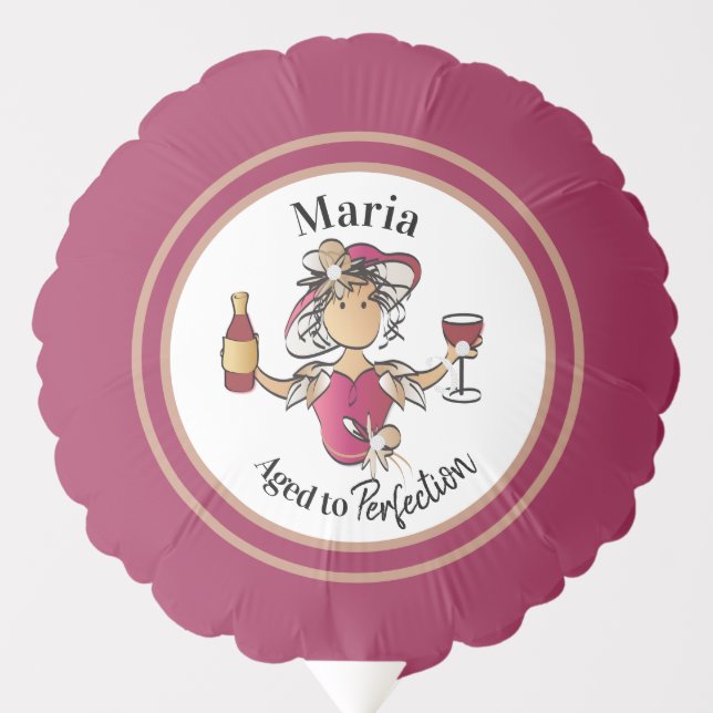 Funny Classy Cartoon Lady Birthday Centerpiece Balloon (Front)