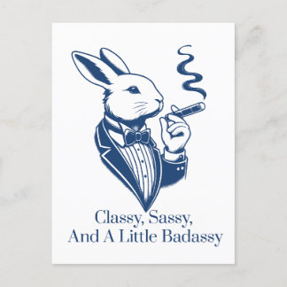 Funny Classy Rabbit Smoking Cigar Postcard