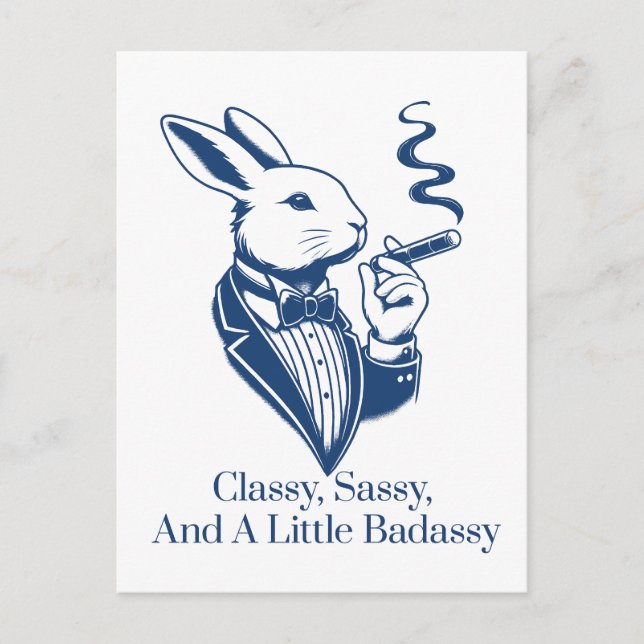 Funny Classy Rabbit Smoking Cigar Postcard (Front)