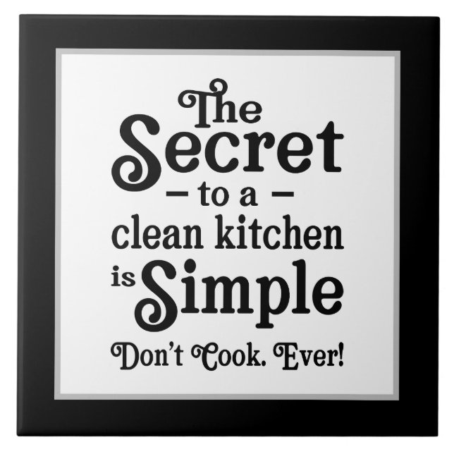 Funny clean kitchen word art  ceramic tile (Front)