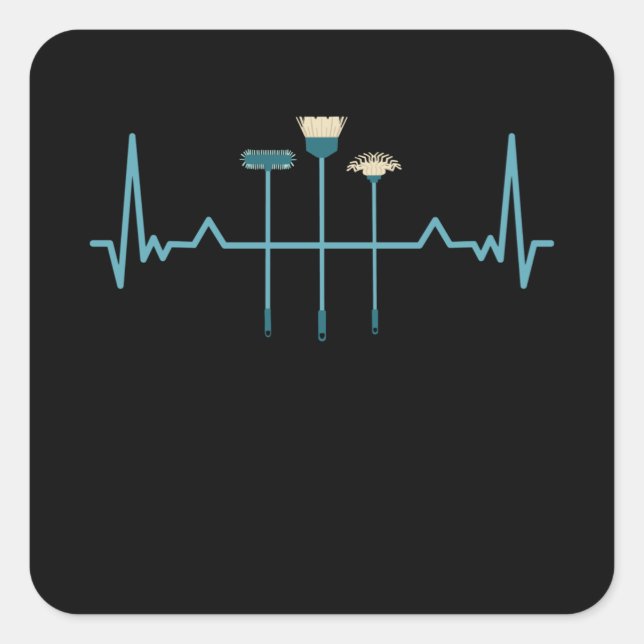 Funny Cleaning Heartbeat Cleaner Gift Square Sticker (Front)