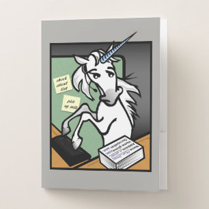 FUNNY CLERICAL UNICORN POCKET FOLDER