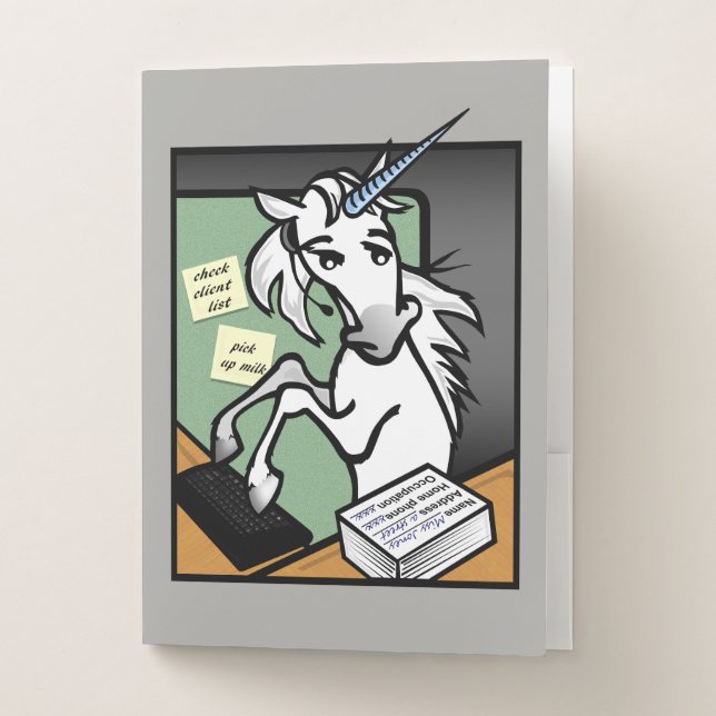 FUNNY CLERICAL UNICORN POCKET FOLDER (Front)