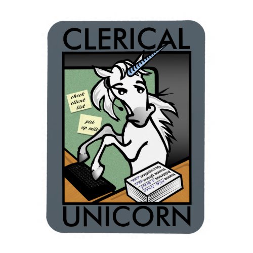 FUNNY CLERICAL UNICORN VERTICAL PHOTO MAGNET