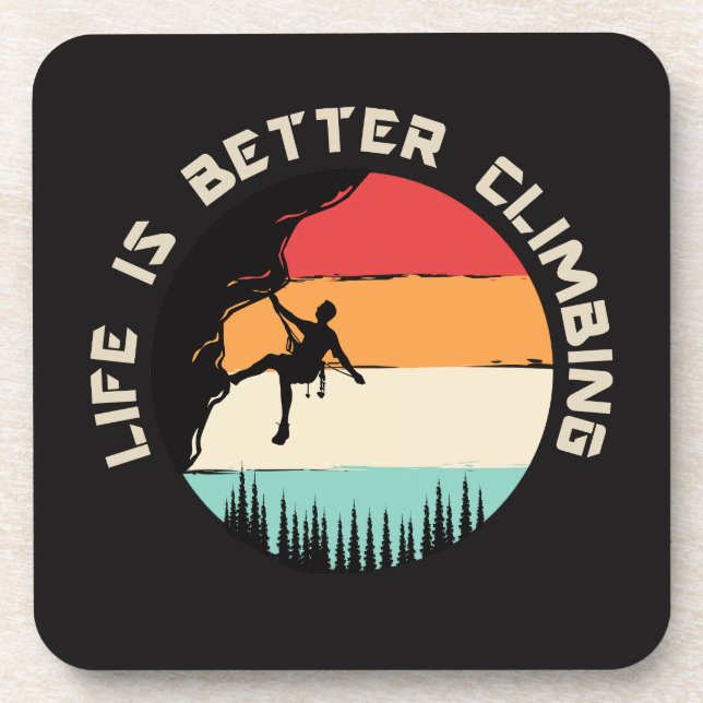 Funny Climbing  Beverage Coaster (Front)