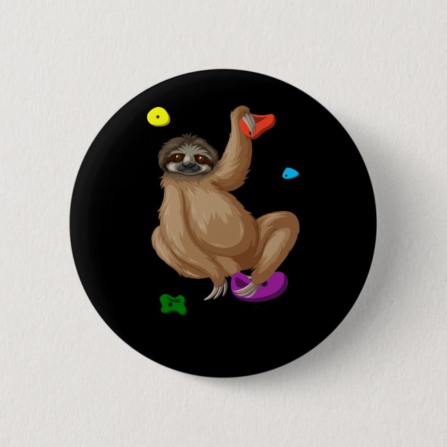 Funny Climbing Sloth Climber Lazy Bouldering Button (Front)