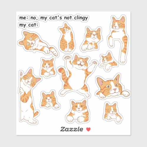 Funny Clingy Orange Cat Sticker