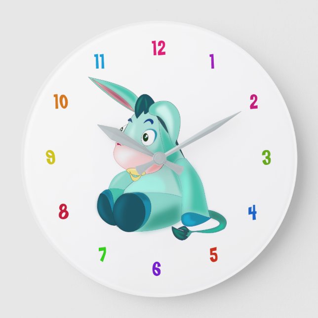 Funny Clock with Baby Donkey - Customizable (Front)