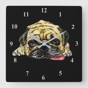 Funny Clock with Pug Dog - Custom Colors