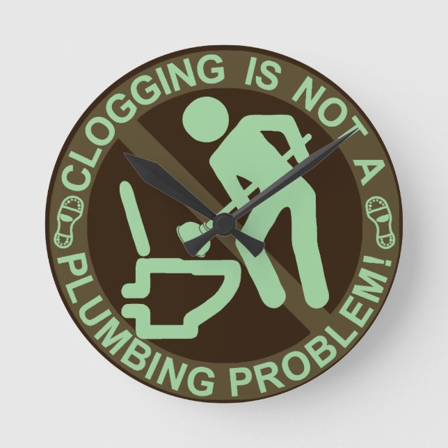 Funny Clogger Clogging Green Round Clock (Front)