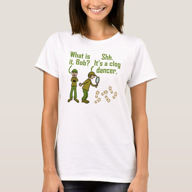 Funny Clogger Footsteps Cartoon T-Shirt (Front)