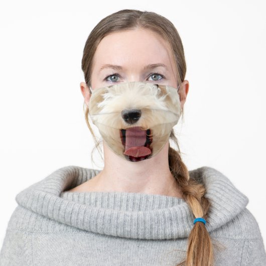 Funny Close Up Dog Tongue Adult Cloth Face Mask (Worn)