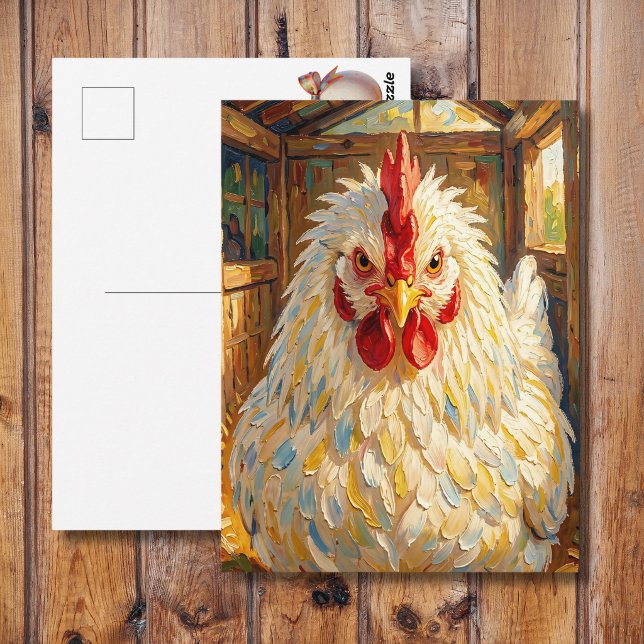 Funny Close Up of Impasto Chicken | Saying Hi Postcard (Creator Uploaded)