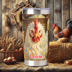 Funny Close Up of Impasto Chicken that looks Mad Insulated Tumbler
