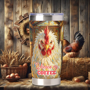 Funny Close Up of Impasto Chicken that looks Mad Insulated Tumbler
