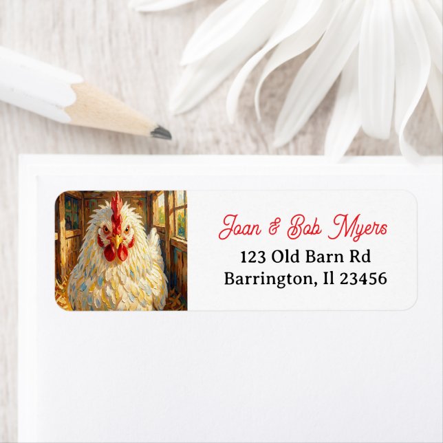 Funny Close Up of Impasto Chicken that looks Mad Label (Insitu)