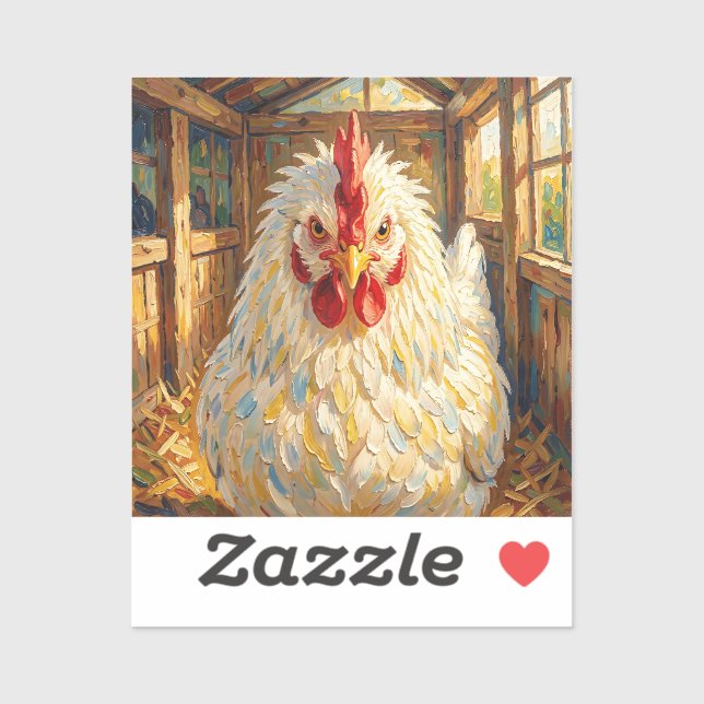 Funny Close Up of Impasto Chicken that looks Mad Sticker (Sheet)