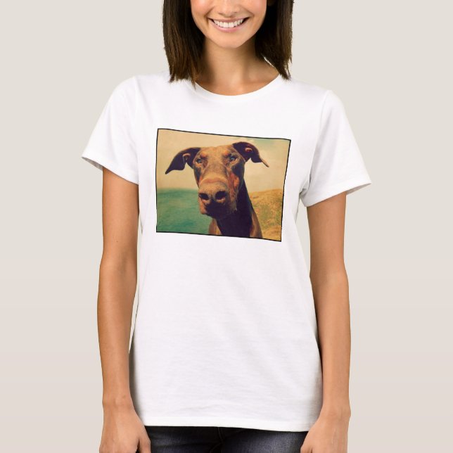 Funny Closeup of a Natural Doberman Dog T-Shirt (Front)