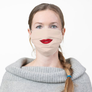 Funny Cloth Face Mask Glossy Red Lips Choose Color