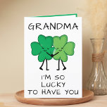 Funny Clover St Patrick's Day Grandmother Birthday Thank You Card<br><div class="desc">Looking for a unique way to express your love and humor to your grandparent? Our funny four leaf clover greeting card is the perfect choice for your grandmother or grandfather on his or her birthday or St. Patrick's Day! Customize it by adding your own personal message. Design features two green...</div>