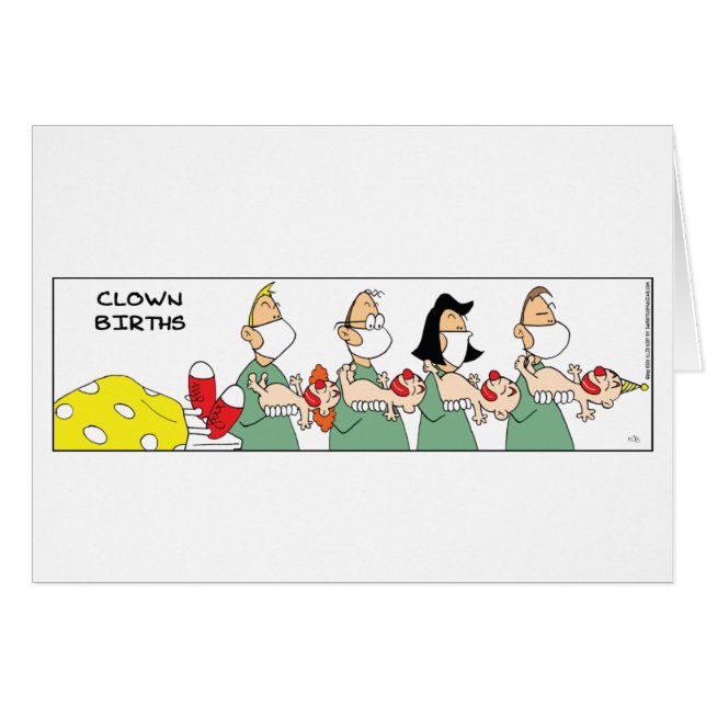 Funny Clown Birth Cards (Front Horizontal)