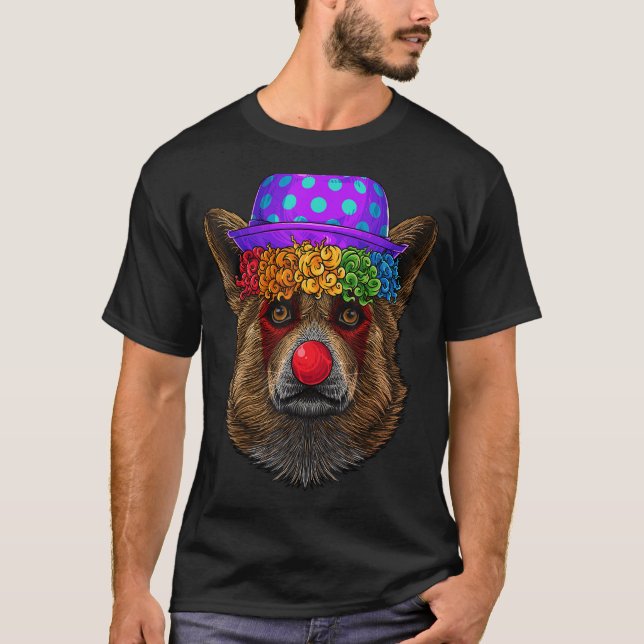 Funny Clown Corgi Circus Carnival Costume Dog Them T-Shirt (Front)