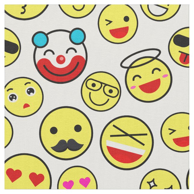 funny clown emojis fabric (Close Up)