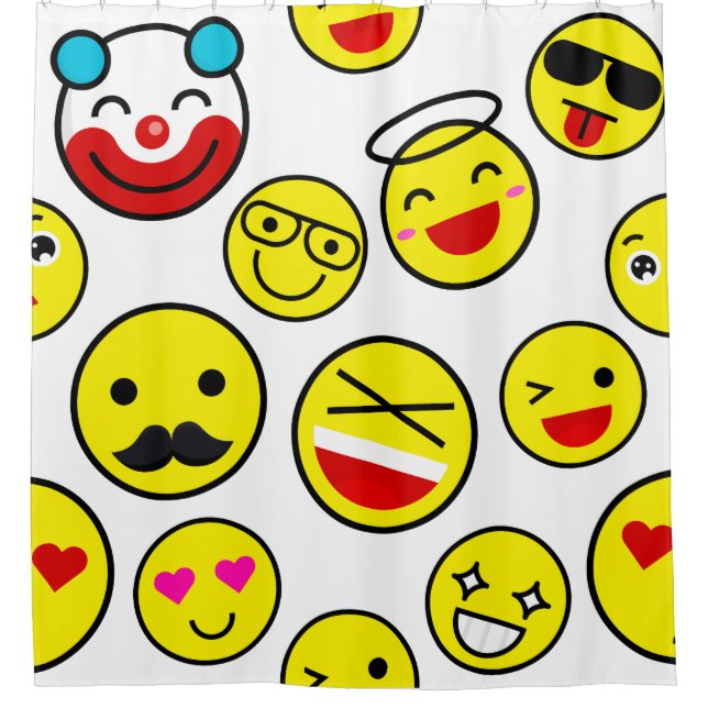 funny clown emojis shower curtain (Front)