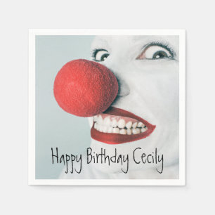 Funny Clown Face Birthday Napkins