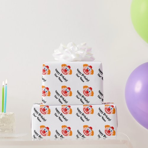 Funny clown face pattern custom Birthday  Wrapping Paper