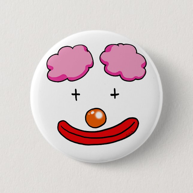 Funny clown face pinback button (Front)