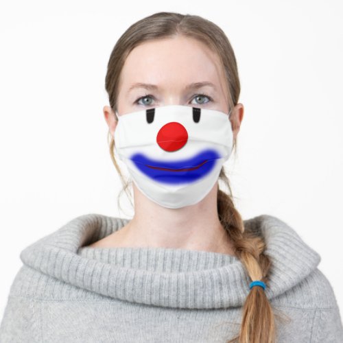 Funny Clown Face Red Nose Blue Lips Adult Cloth Face Mask