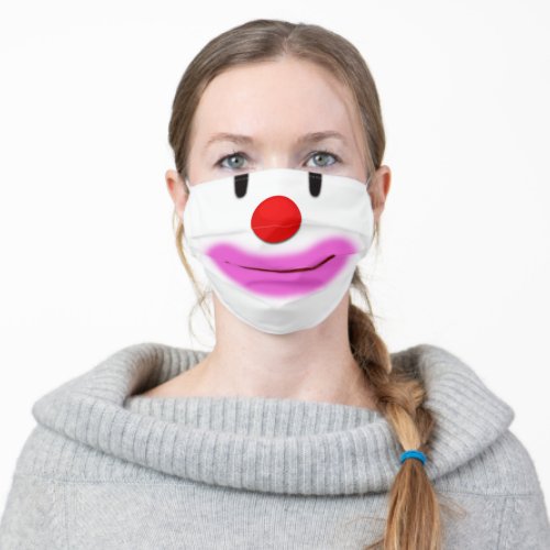 Funny Clown Face Red Nose Pink Lips Adult Cloth Face Mask