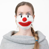 Funny Clown Face Red Nose Red Lips Adult Cloth Face Mask (Worn)