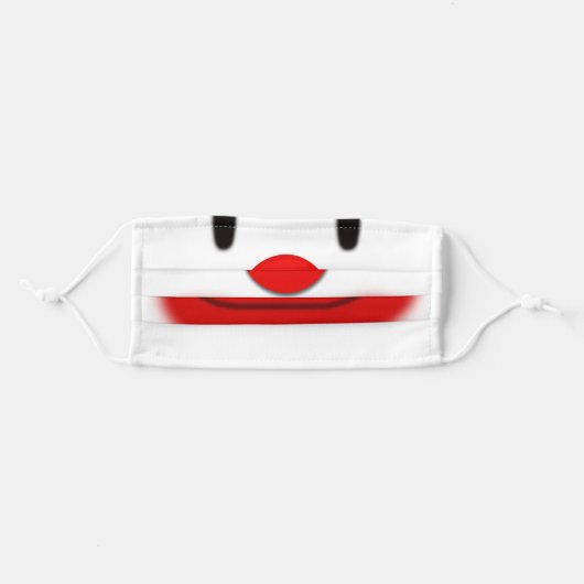 Funny Clown Face Red Nose Red Lips Adult Cloth Face Mask (Front, Folded)