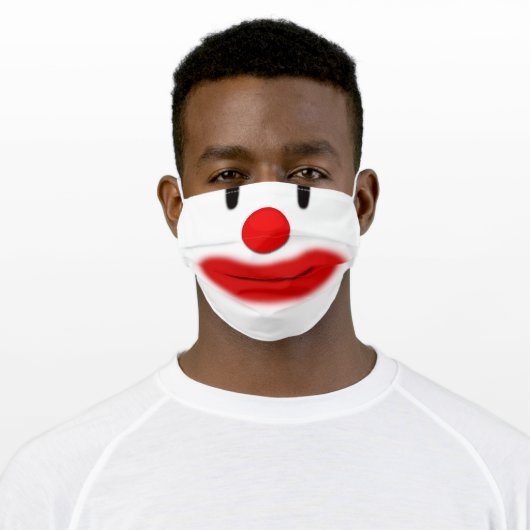 Funny Clown Face Red Nose Red Lips Adult Cloth Face Mask (Worn)