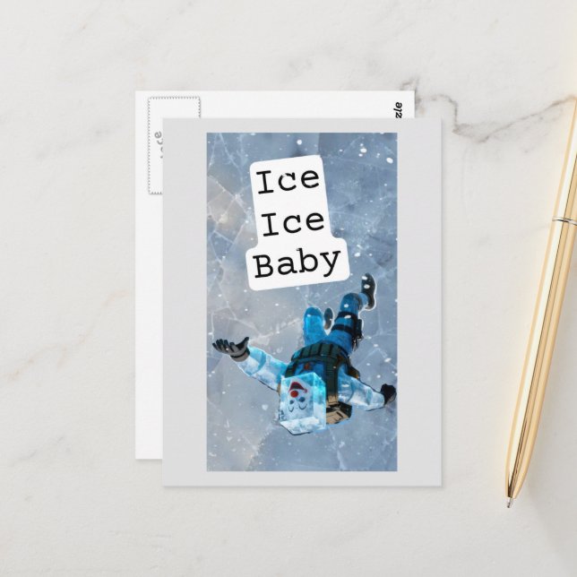 Funny clown icecube falling on ice  postcard (Front/Back In Situ)