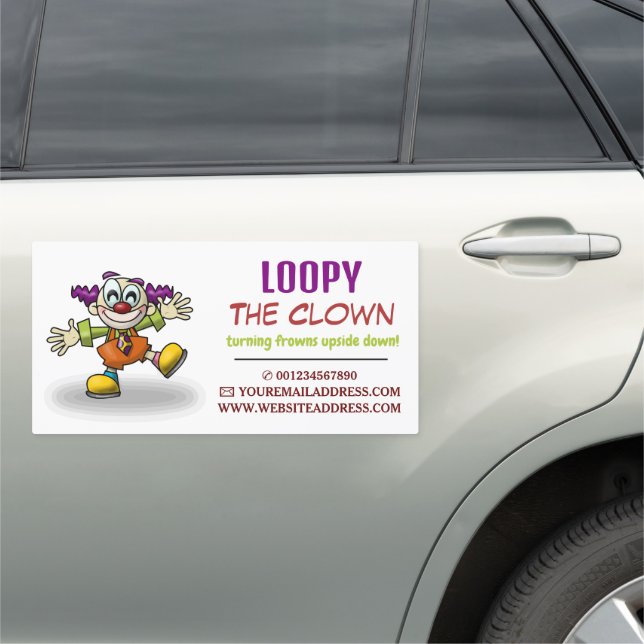 Funny Clown, Kids Entertainer, Clown Car Magnet (In Situ)