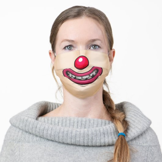 Funny clown mouth - Light Complexion Adult Cloth Face Mask (Worn)
