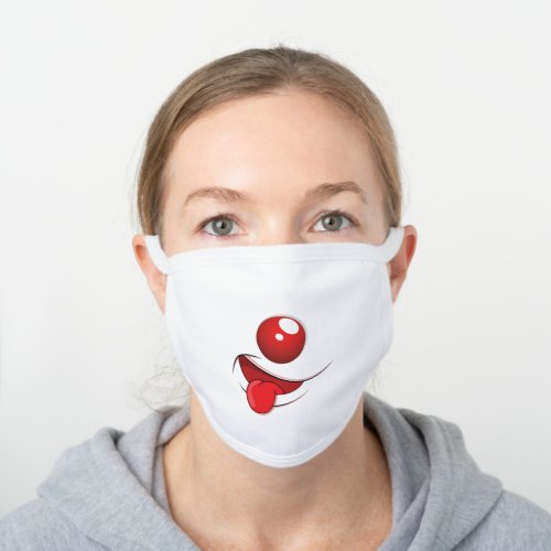 Funny Clown Nose Tongue Sticking Out Silly Novelty White Cotton Face Mask