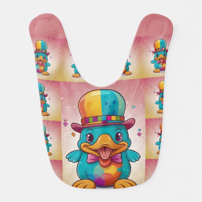 Funny Clown Platypus Print  Baby Bib (Front)