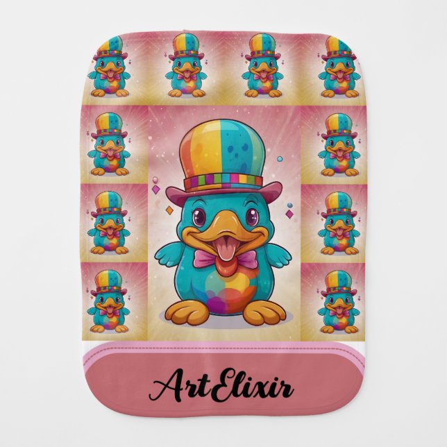 Funny Clown Platypus Print  Baby Burp Cloth (Front)