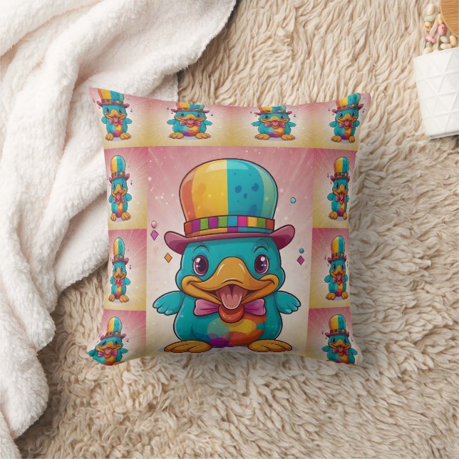 Funny Clown Platypus Print Throw Pillow (Blanket)