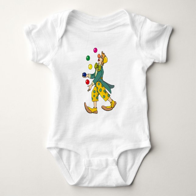 Funny Clown Playing With Colorful Balls Baby Bodysuit (Front)