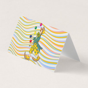 Funny Clown Playing With Colorful Balls Business Card